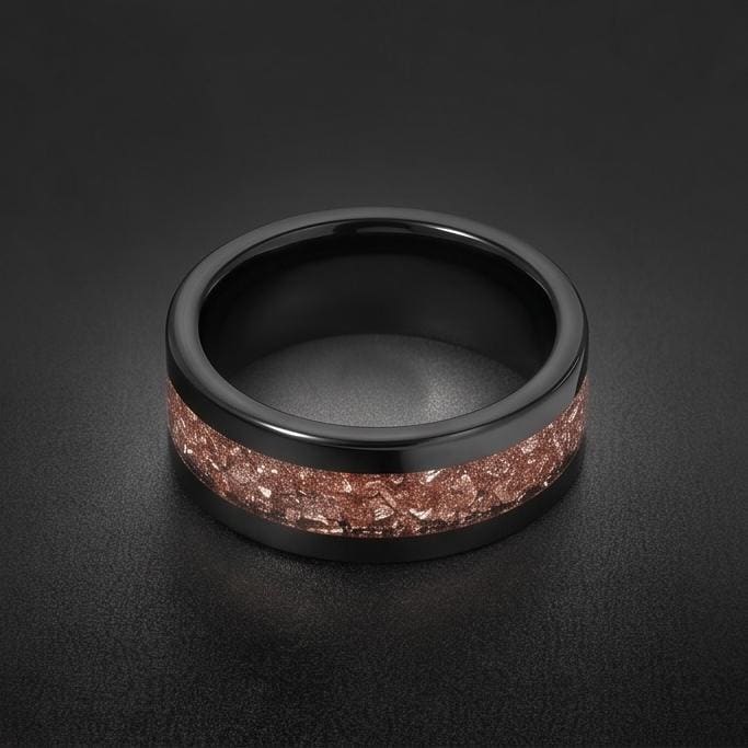 Morganite ring, black tungsten ring, mens wedding band, womens wedding ring, anniversary gift, comfort fit, 4mm ring, 8mm rin