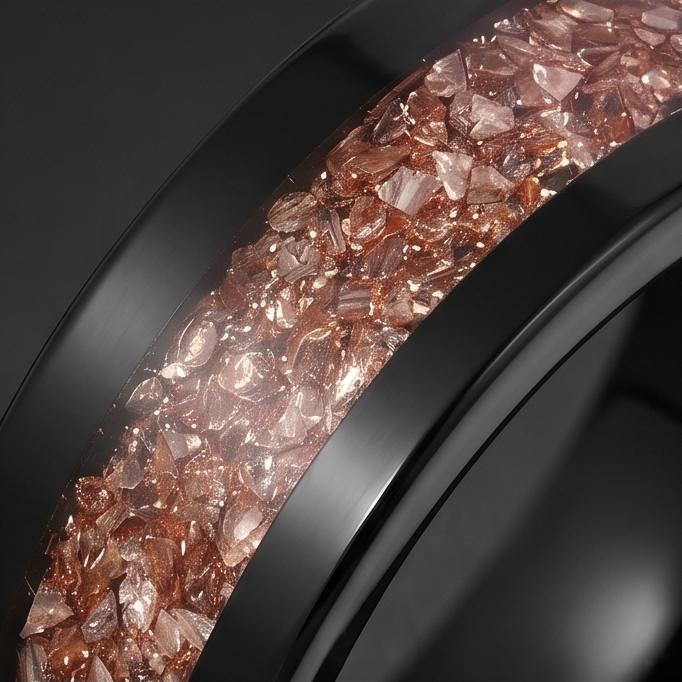 Morganite ring, black tungsten ring, mens wedding band, womens wedding ring, anniversary gift, comfort fit, 4mm ring, 8mm rin