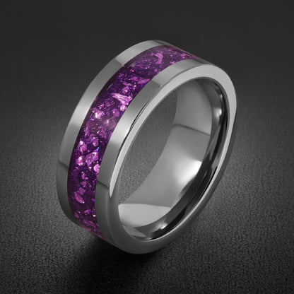 Alexandrite Ring, Silver Tungsten Ring, Silver Wedding Ring, Mens Wedding Band, Womens Ring, Anniversary Ring, 8mm Ring, 4mm 