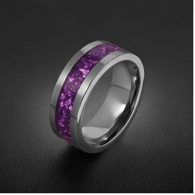 Alexandrite ring, silver tungsten ring, mens wedding band, womens wedding ring,anniversary gift,statement ring,comfort fit,4m