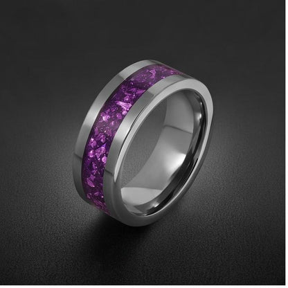 Alexandrite ring, silver tungsten ring, mens wedding band, womens wedding ring,anniversary gift,statement ring,comfort fit,4m