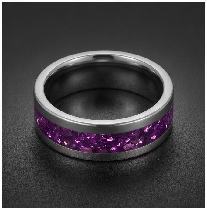 Alexandrite Ring, Silver Tungsten Ring, Silver Wedding Ring, Mens Wedding Band, Womens Ring, Anniversary Ring, 8mm Ring, 4mm 