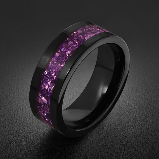 Alexandrite Ring, Black Tungsten Ring, Black Wedding Ring, Mens Wedding Band, Womens Ring, Anniversary Ring, 4mm Ring, 8mm Ri
