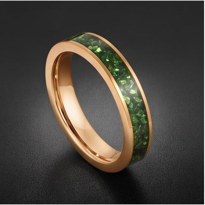 Mens Emerald Ring Gold Tungsten ~ 4mm 8mm Band ~ Wedding Anniversary Jewelry ~ Gold Promise Ring ~ Engagement Ring ~ Statemen