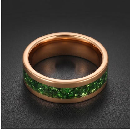 Mens Emerald Ring Gold Tungsten ~ 4mm 8mm Band ~ Wedding Anniversary Jewelry ~ Gold Promise Ring ~ Engagement Ring ~ Statemen