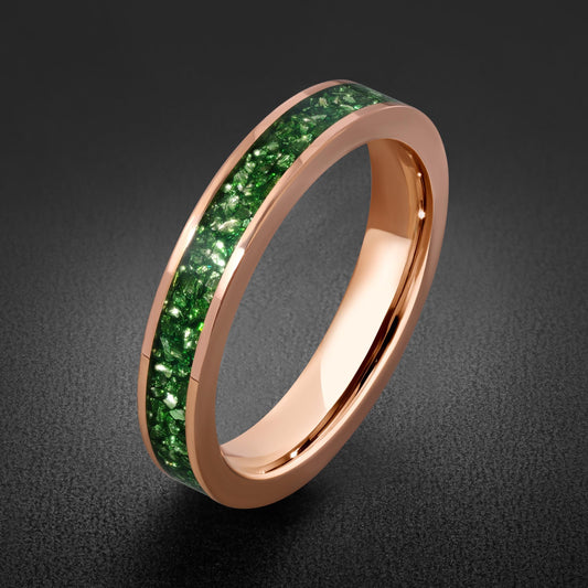 Emerald Ring, Rose Gold Tungsten Ring, Rose Gold Wedding Ring, Mens Wedding Band, Womens Ring, Anniversary Ring, 4mm Ring, 8m