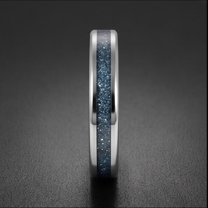 Aquamarine Ring, Silver Tungsten Ring, Silver Wedding Ring, Mens Wedding Band, Womens Ring, Anniversary Ring, Engagement Ring