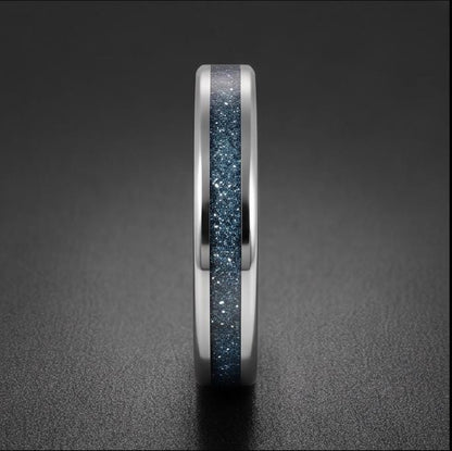 Aquamarine Ring, Silver Tungsten Ring, Silver Wedding Ring, Mens Wedding Band, Womens Ring, Anniversary Ring, Engagement Ring