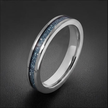 Aquamarine Ring, Silver Tungsten Ring, Silver Wedding Ring, Mens Wedding Band, Womens Ring, Anniversary Ring, Engagement Ring
