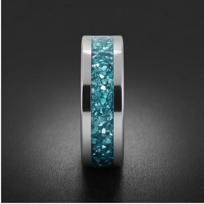 Silver Tungsten Ring with Aquamarine Stone | Handmade Blue Gem Ring ~ Wedding Anniversary Gift for Her ~ Unique Engagement Pr