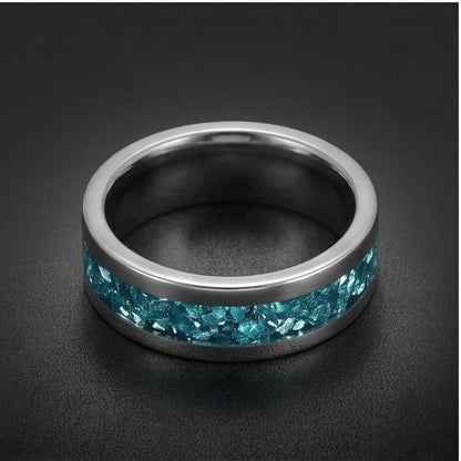Silver Tungsten Ring with Aquamarine Stone | Handmade Blue Gem Ring ~ Wedding Anniversary Gift for Her ~ Unique Engagement Pr