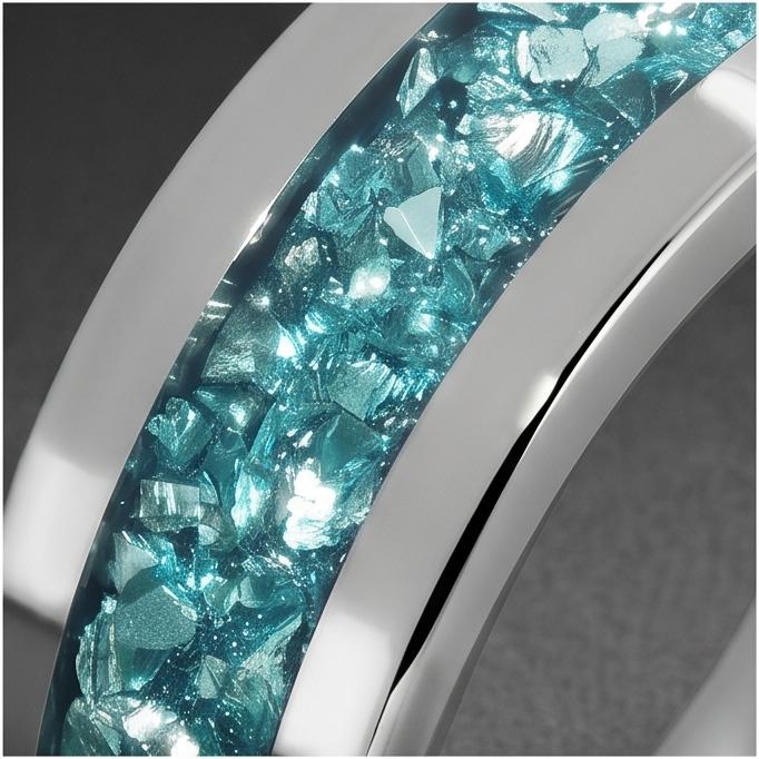 Silver Tungsten Ring with Aquamarine Stone | Handmade Blue Gem Ring ~ Wedding Anniversary Gift for Her ~ Unique Engagement Pr