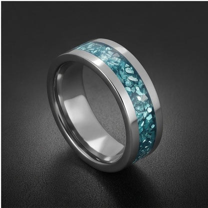 Silver Tungsten Ring with Aquamarine Stone | Handmade Blue Gem Ring ~ Wedding Anniversary Gift for Her ~ Unique Engagement Pr