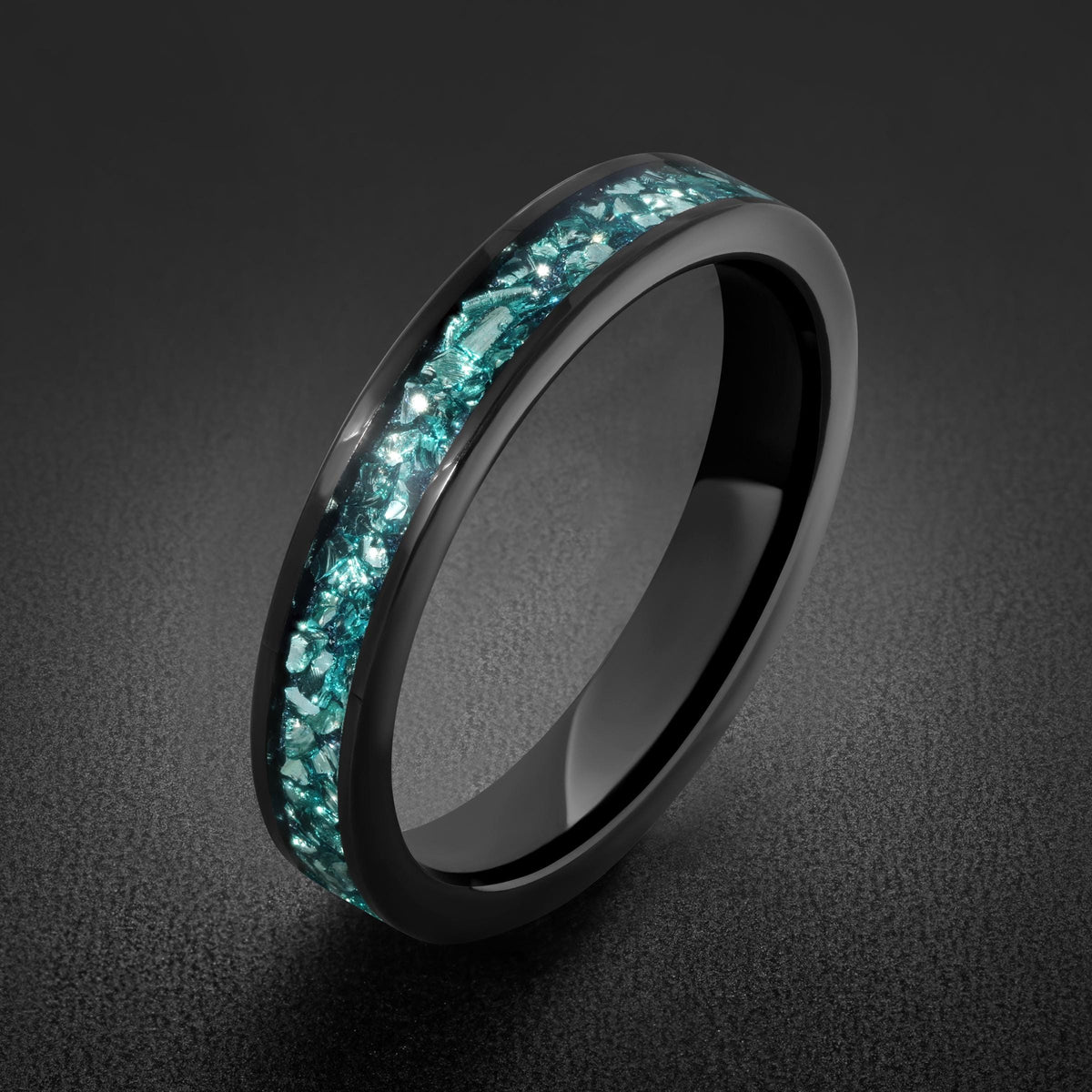 Aquamarine Ring, Black Tungsten Ring, Black Wedding Ring, Mens Wedding Band, Womens Ring, Anniversary Ring, Engagement Ring, 