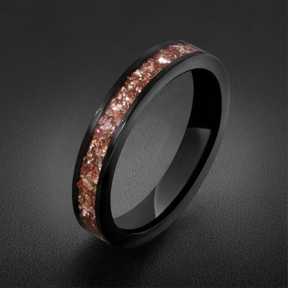 Morganite ring, black tungsten ring, mens wedding band, womens wedding ring, anniversary gift, comfort fit, 4mm ring, 8mm rin