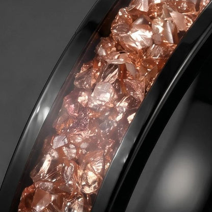 Morganite ring, black tungsten ring, mens wedding band, womens wedding ring, anniversary gift, comfort fit, 4mm ring, 8mm rin