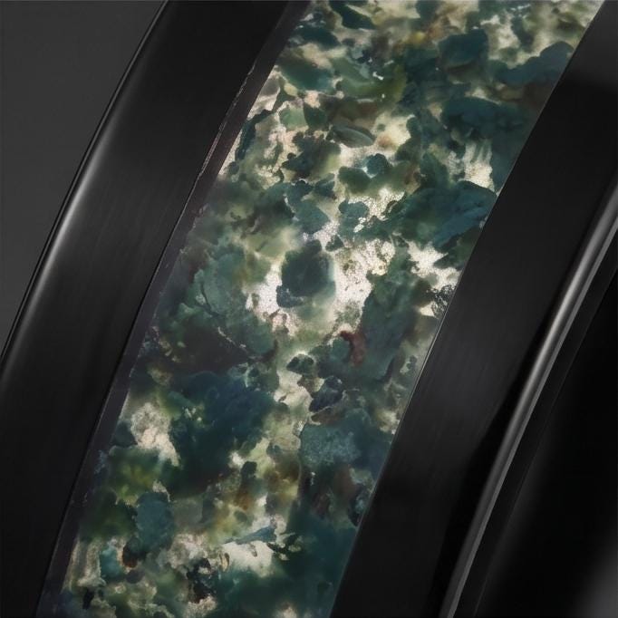 Moss Agate Ring, Black Tungsten Ring, Black Wedding Ring, Mens Wedding Band, Womens Ring, Anniversary Ring, Engagement Ring, 