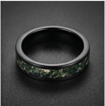 Moss Agate Mens Ring ~ Black Tungsten Moss Agate Band ~ Natural Forest Inlay Band (4mm & 8mm) ~ Mens Wedding Band ~ Engagemen