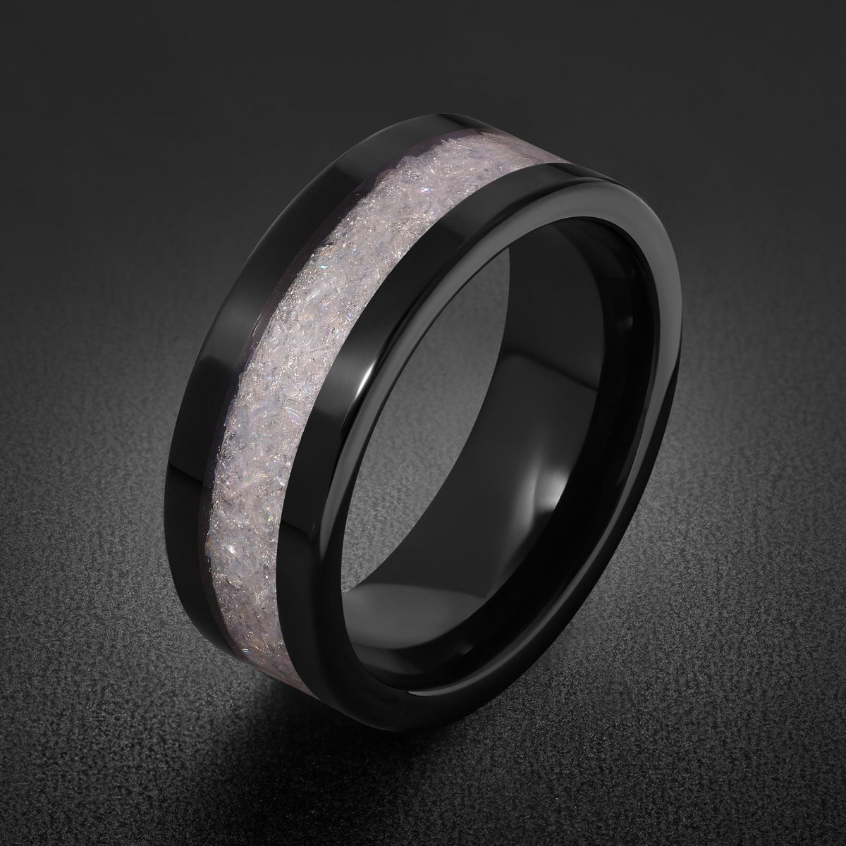 Black Tungsten Moonstone Ring for Men ~ Moonstone Wedding Band, Comfort Fit (4mm, 8mm) ~ Tungsten Carbide Couple Ring ~ Promi