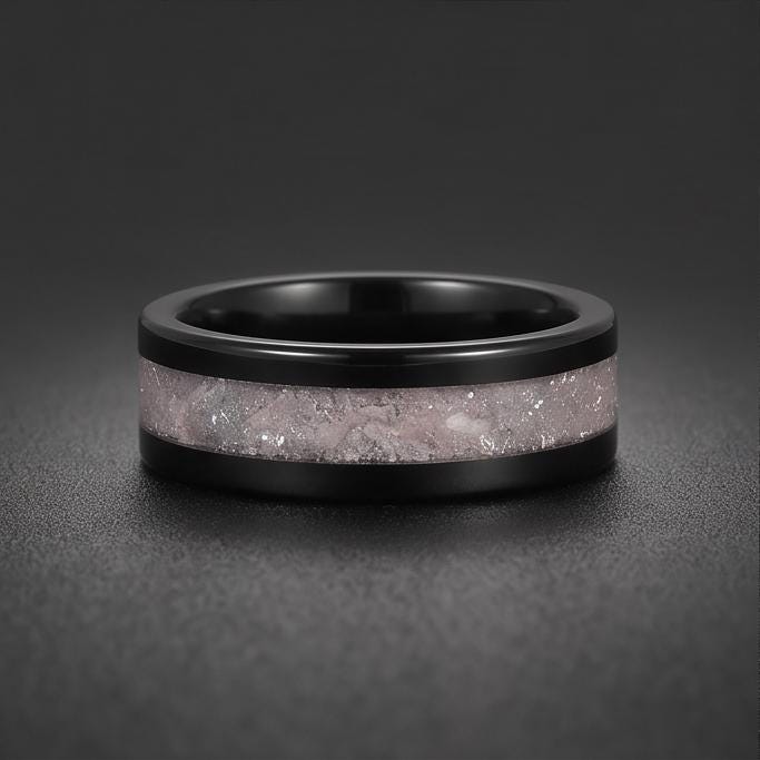 Moonstone Ring, Black Tungsten Ring, Black Wedding Ring, Mens Wedding Band, Womens Ring, Anniversary Ring, Engagement Ring, 4