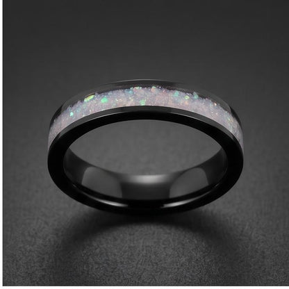 Moonstone Ring, Black Tungsten Ring, Black Wedding Ring, Mens Wedding Band, Womens Ring, Anniversary Ring, Engagement Ring, 4