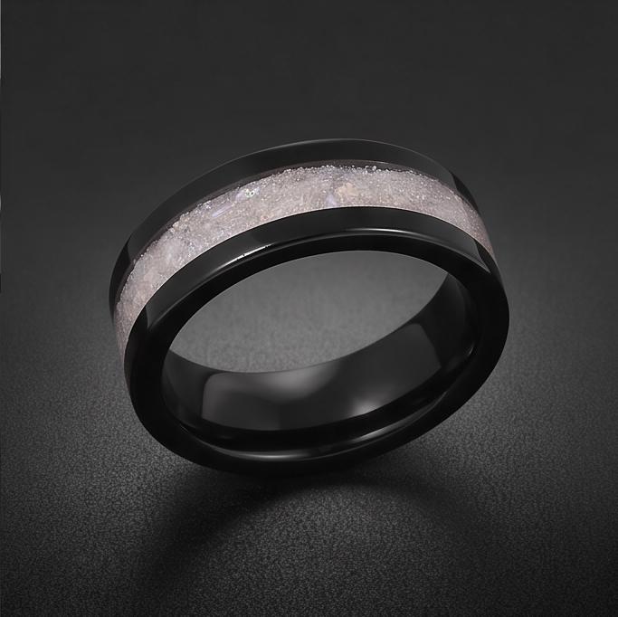 Black Tungsten Moonstone Ring for Men ~ Moonstone Wedding Band, Comfort Fit (4mm, 8mm) ~ Tungsten Carbide Couple Ring ~ Promi