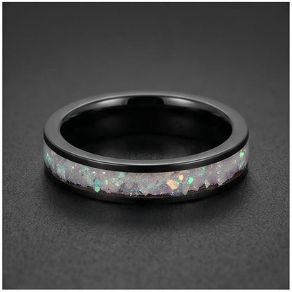 Black Tungsten Moonstone Ring for Men ~ Moonstone Wedding Band, Comfort Fit (4mm, 8mm) ~ Tungsten Carbide Couple Ring ~ Promi