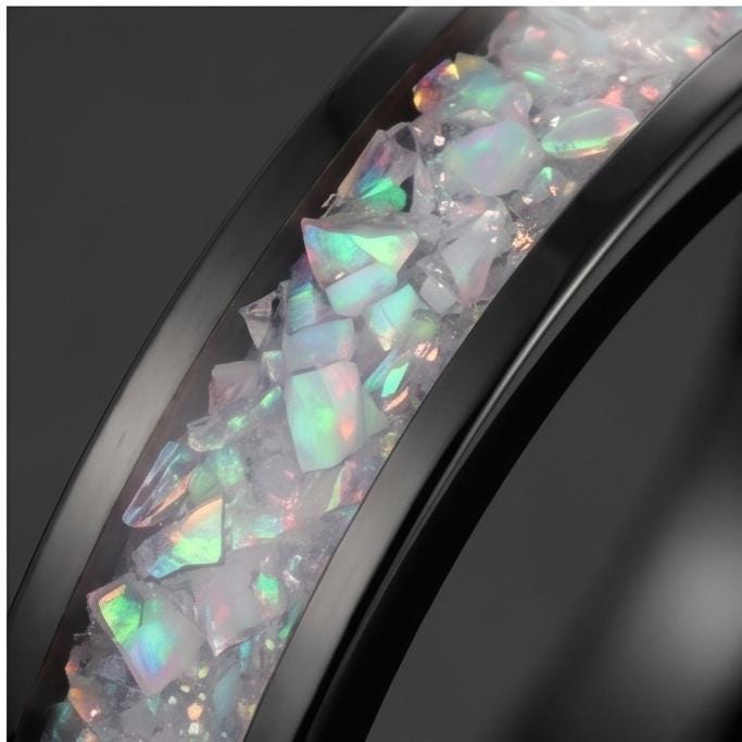 Black Tungsten Moonstone Ring for Men ~ Moonstone Wedding Band, Comfort Fit (4mm, 8mm) ~ Tungsten Carbide Couple Ring ~ Promi
