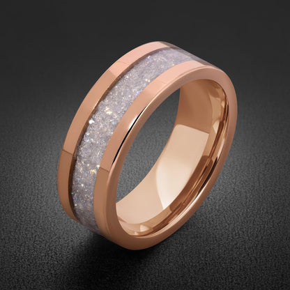 Moonstone Ring, Rose Gold Tungsten Ring, Rose Gold Wedding Ring, Mens Wedding Band, Womens Ring, Anniversary Ring, Engagement