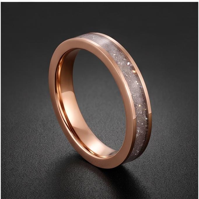 Moonstone Ring, Rose Gold Tungsten Ring, Rose Gold Wedding Ring, Mens Wedding Band, Womens Ring, Anniversary Ring, Engagement