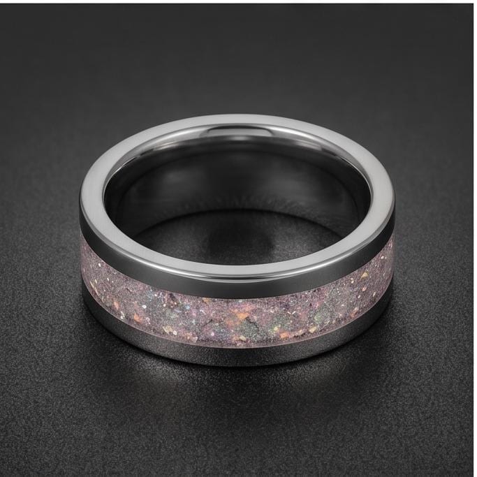 Moonstone Mens Wedding Band ~ Tungsten Carbide Ring ~ Silver Wedding Jewelry (4mm & 8 mm) ~ Anniversary Wedding Ring ~ Elegan