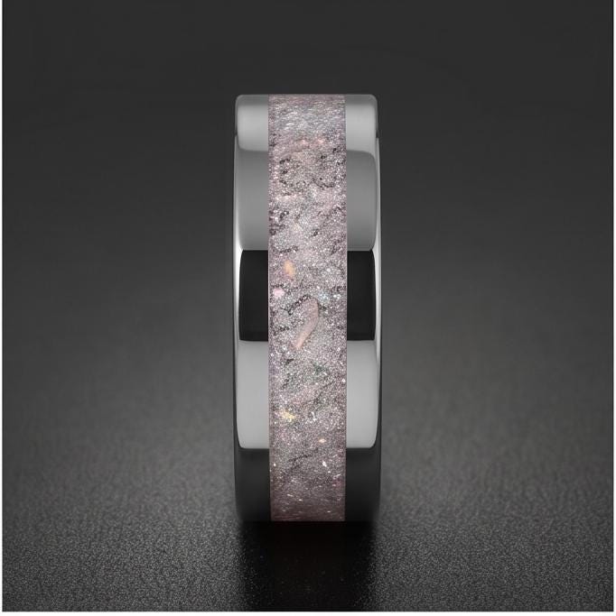 Tungsten Carbide Moonstone Ring ~ Silver Wedding Band (4mm & 8mm) ~ Moonstone Mens Wedding Ring ~ Moonstone Jewelry ~ Silver 