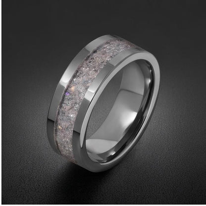 Tungsten Carbide Moonstone Ring ~ Silver Wedding Band (4mm & 8mm) ~ Moonstone Mens Wedding Ring ~ Moonstone Jewelry ~ Silver 