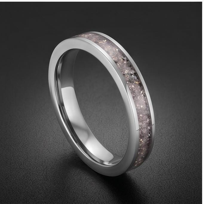 Tungsten Carbide Moonstone Ring ~ Silver Wedding Band (4mm & 8mm) ~ Moonstone Mens Wedding Ring ~ Moonstone Jewelry ~ Silver 