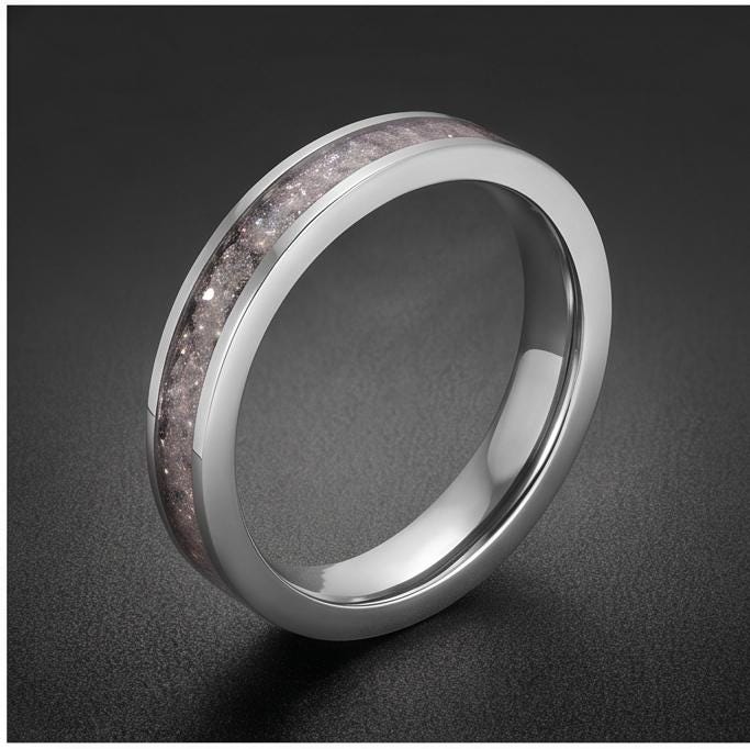 Tungsten Carbide Moonstone Ring ~ Silver Wedding Band (4mm & 8mm) ~ Moonstone Mens Wedding Ring ~ Moonstone Jewelry ~ Silver 