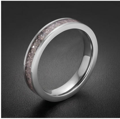Tungsten Carbide Moonstone Ring ~ Silver Wedding Band (4mm & 8mm) ~ Moonstone Mens Wedding Ring ~ Moonstone Jewelry ~ Silver 