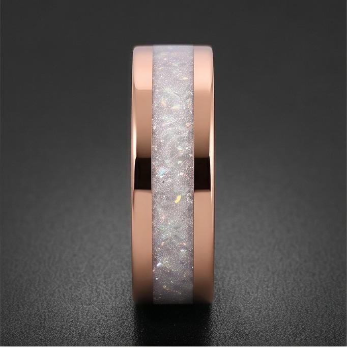 Moonstone Ring, Rose Gold Tungsten Ring, Rose Gold Wedding Ring, Mens Wedding Band, Womens Ring, Anniversary Ring, Engagement