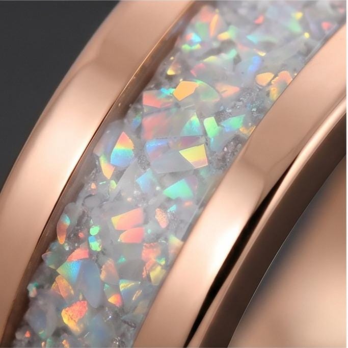 Moonstone Ring, Rose Gold Tungsten Ring, Rose Gold Wedding Ring, Mens Wedding Band, Womens Ring, Anniversary Ring, Engagement