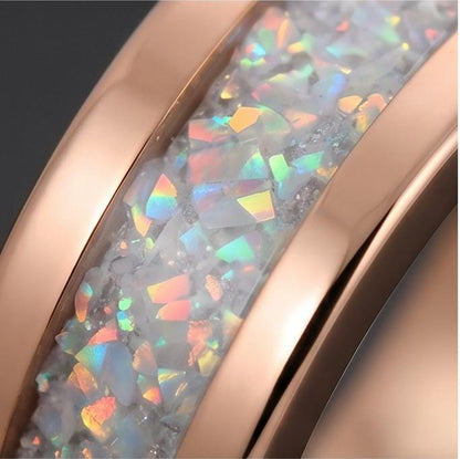 Moonstone Ring, Rose Gold Tungsten Ring, Rose Gold Wedding Ring, Mens Wedding Band, Womens Ring, Anniversary Ring, Engagement