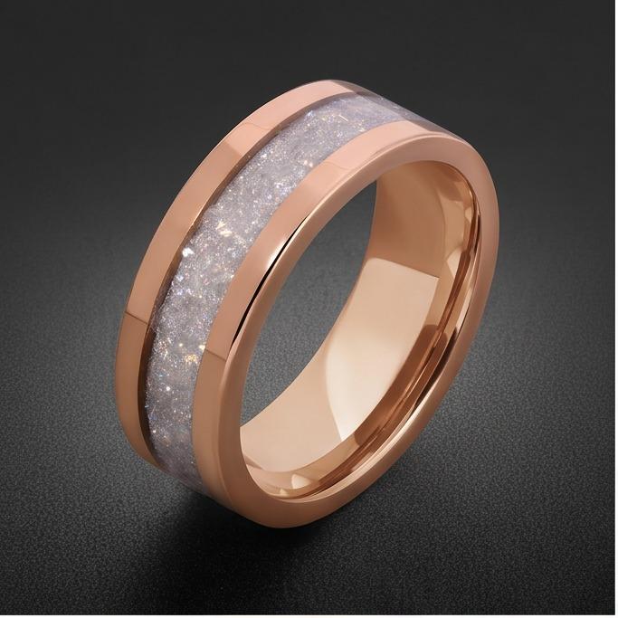 Moonstone Ring, Rose Gold Tungsten Ring, Rose Gold Wedding Ring, Mens Wedding Band, Womens Ring, Anniversary Ring, Engagement