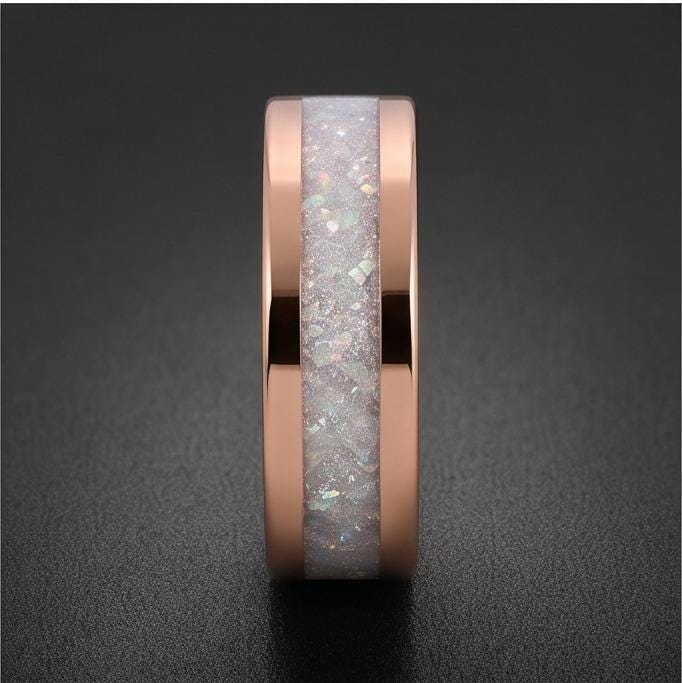Moonstone Ring, Rose Gold Tungsten Ring, Rose Gold Wedding Ring, Mens Wedding Band, Womens Ring, Anniversary Ring, Engagement