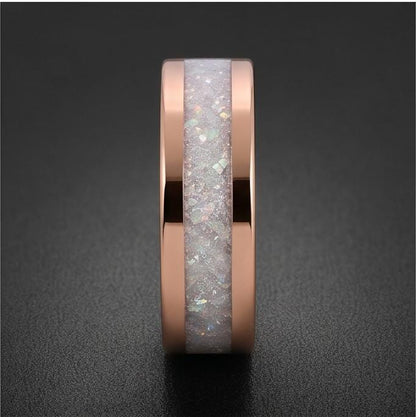 Moonstone Ring, Rose Gold Tungsten Ring, Rose Gold Wedding Ring, Mens Wedding Band, Womens Ring, Anniversary Ring, Engagement