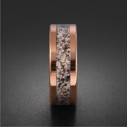 Rutilated Quartz Ring, Rose Gold Tungsten Ring, Rose gold Wedding Ring, Mens Wedding Band, Womens Ring, Anniversary Ring, Eng