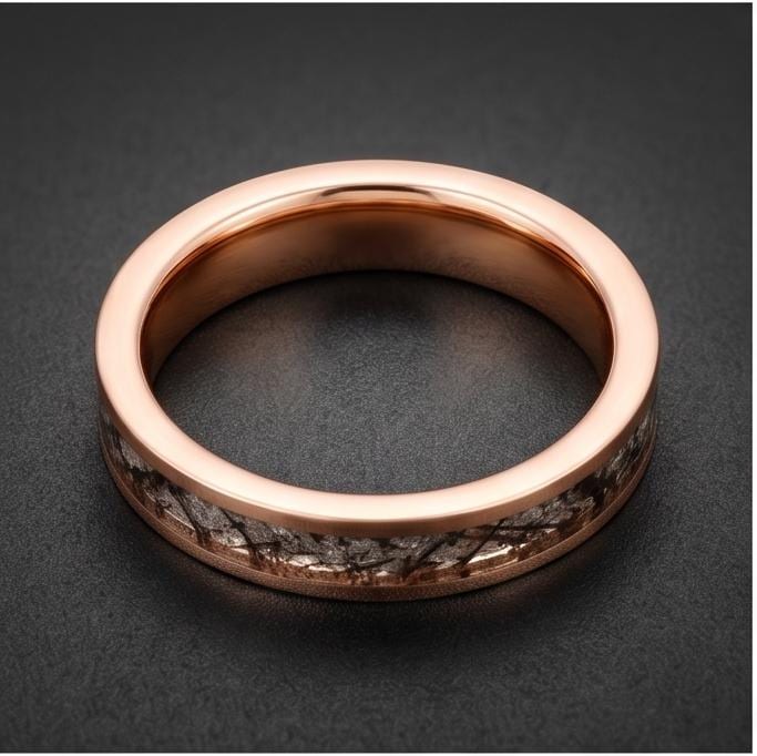 Rutilated Quartz Ring, Rose Gold Tungsten Ring, Rose gold Wedding Ring, Mens Wedding Band, Womens Ring, Anniversary Ring, Eng