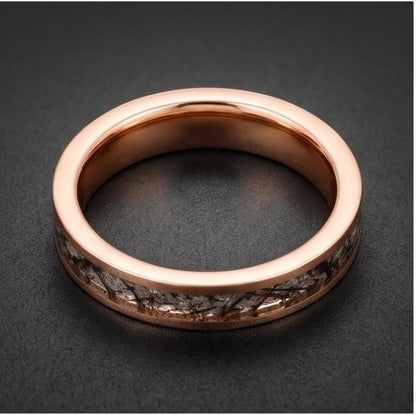 Rutilated Quartz Ring, Rose Gold Tungsten Ring, Rose gold Wedding Ring, Mens Wedding Band, Womens Ring, Anniversary Ring, Eng