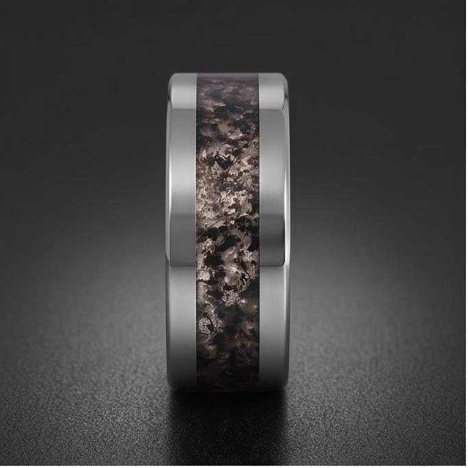 Rutilated Quartz Ring, Silver Tungsten Ring, Silver Wedding Ring, Mens Wedding Band, Womens Ring, Anniversary Ring, Engagemen