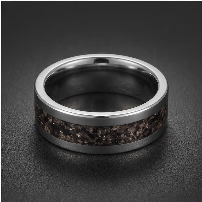 Rutilated Quartz Ring, Silver Tungsten Ring, Silver Wedding Ring, Mens Wedding Band, Womens Ring, Anniversary Ring, Engagemen