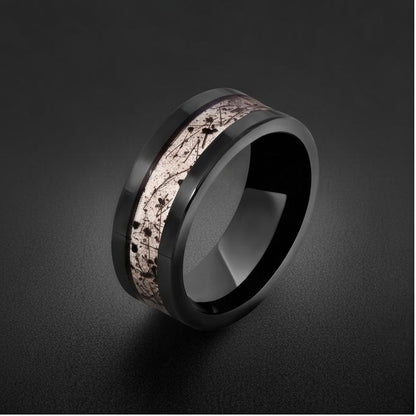 Rutilated Quartz Ring, Black Tungsten Ring, Black Wedding Ring, Mens Wedding Band, Womens Ring, Anniversary Ring, Engagement 