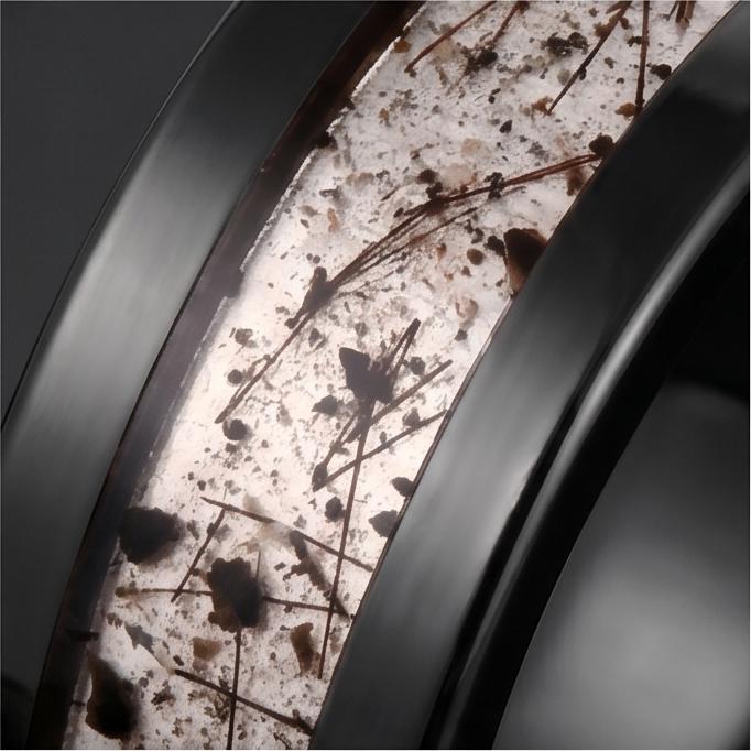 Rutilated Quartz Ring, Black Tungsten Ring, Black Wedding Ring, Mens Wedding Band, Womens Ring, Anniversary Ring, Engagement 