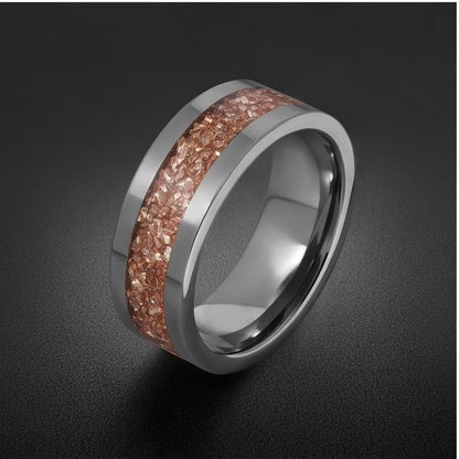 Morganite Ring, Silver Tungsten Ring, Mens Wedding Band, Womens Wedding Ring, Anniversary Gift, Comfort Fit, 4mm Ring, 8mm Ri